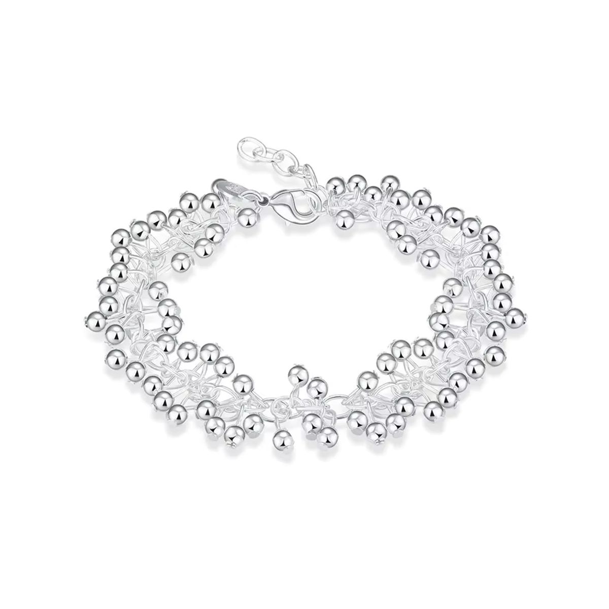 GENERICO - Pulsera Plateada Tipo Uvas Colgantes