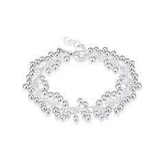 GENERICO - Pulsera Plateada Tipo Uvas Colgantes