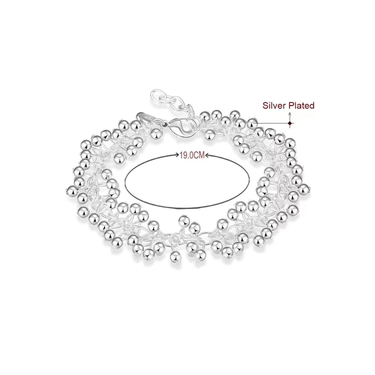 GENERICO - Pulsera Plateada Tipo Uvas Colgantes