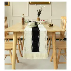 DIANA - CAMINO DE MESA 35X210 CM DISEÑO CENTRO NEGRO