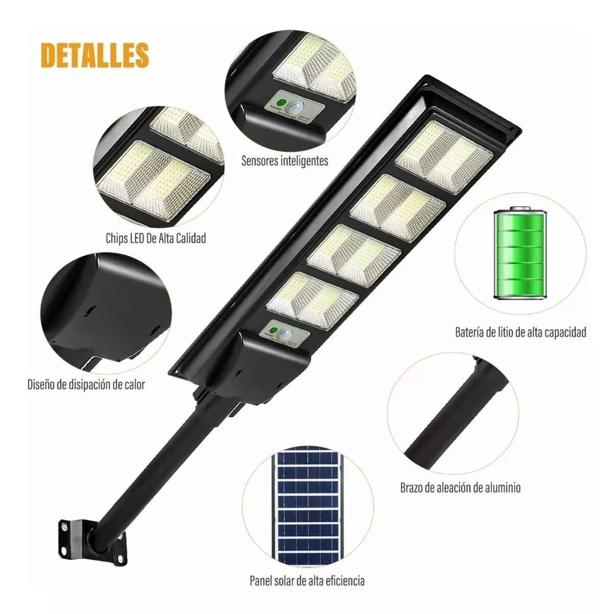 BLUEDREAMER - Lámpara Solar Exterior 120w 1500 Lumens Con Control Remoto.