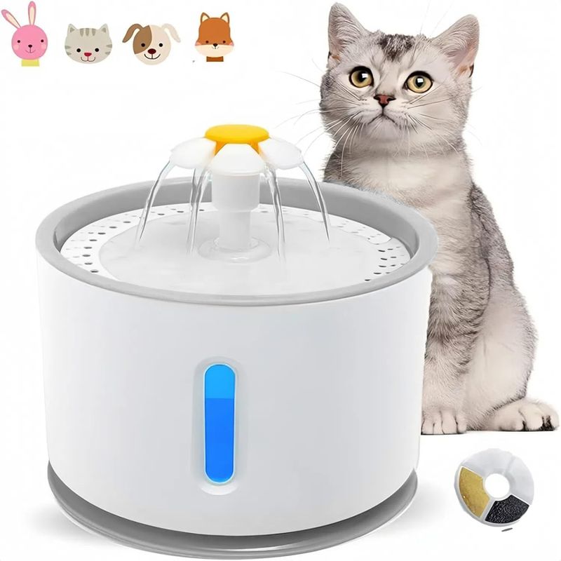 KOBA - Bebedero Electrico Gato Perro Fuente Agua 2400ml + 1 Filtro