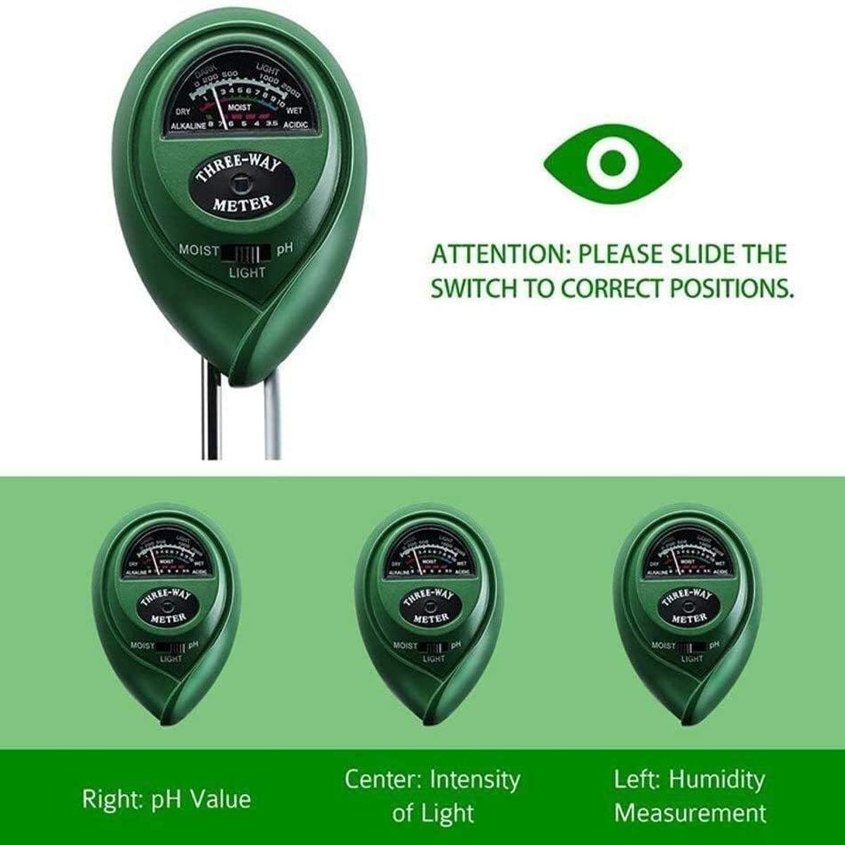 KUANGYE - Herramienta Medidor De Humedad Del Suelo Jardin Plantas