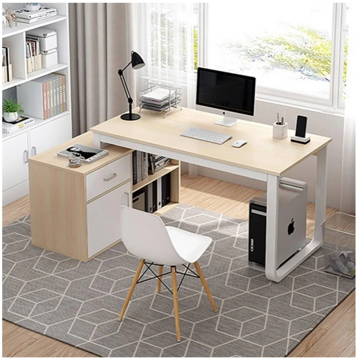 GENERICO - Escritorio De Trabajo Forma L Con Cajones Arce