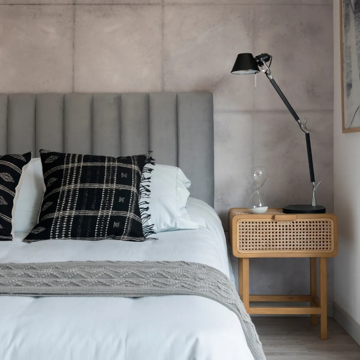 KABECEROS - RESPALDO TUBULAR - SUPER KING - FELPA GRIS CLARO