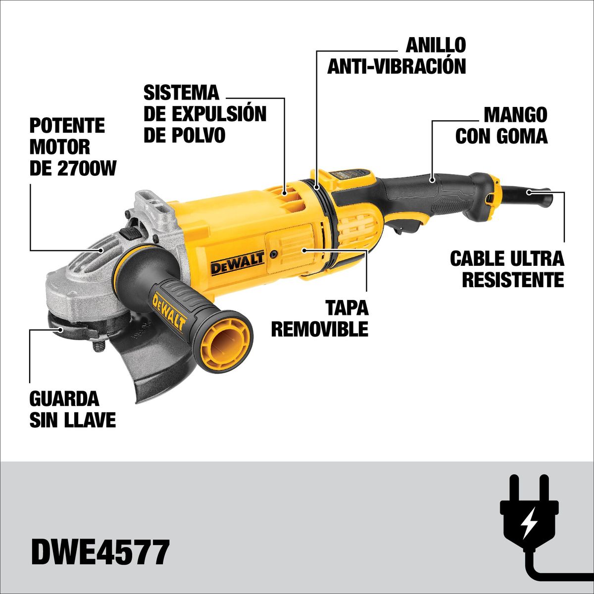 DEWALT - Esmeril Angular 7" 2700W DEWALT DWE4577-B2C