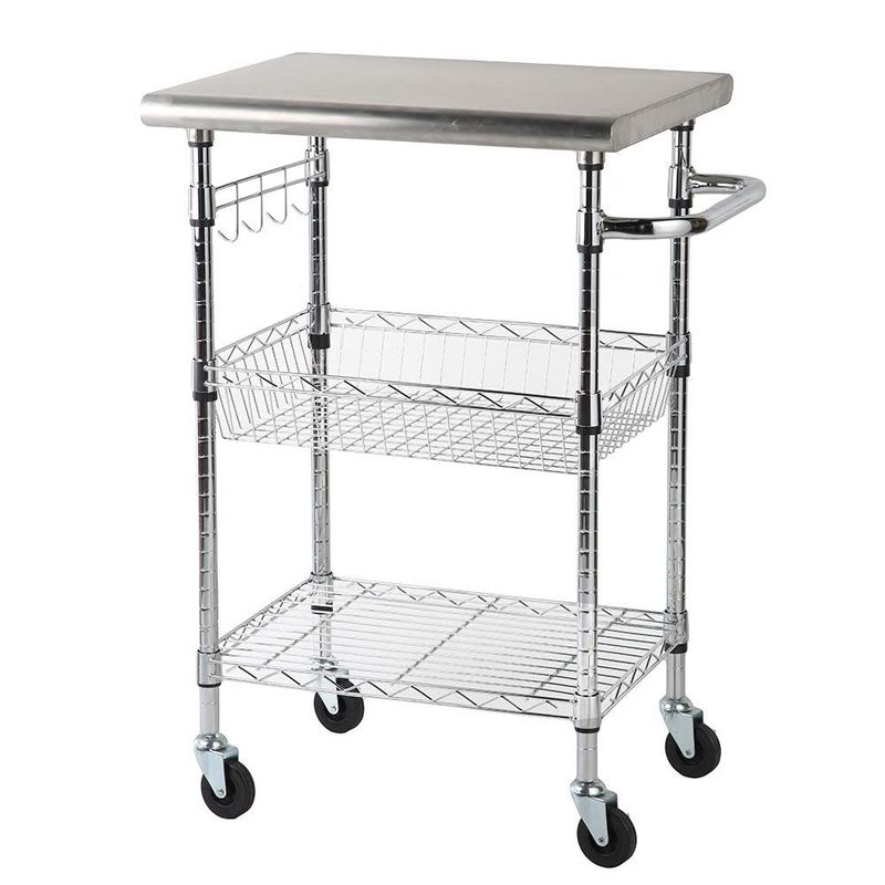 AUTORODEC - Carro cocina 3 niveles 61x51x94 cm superficie acero inoxidable