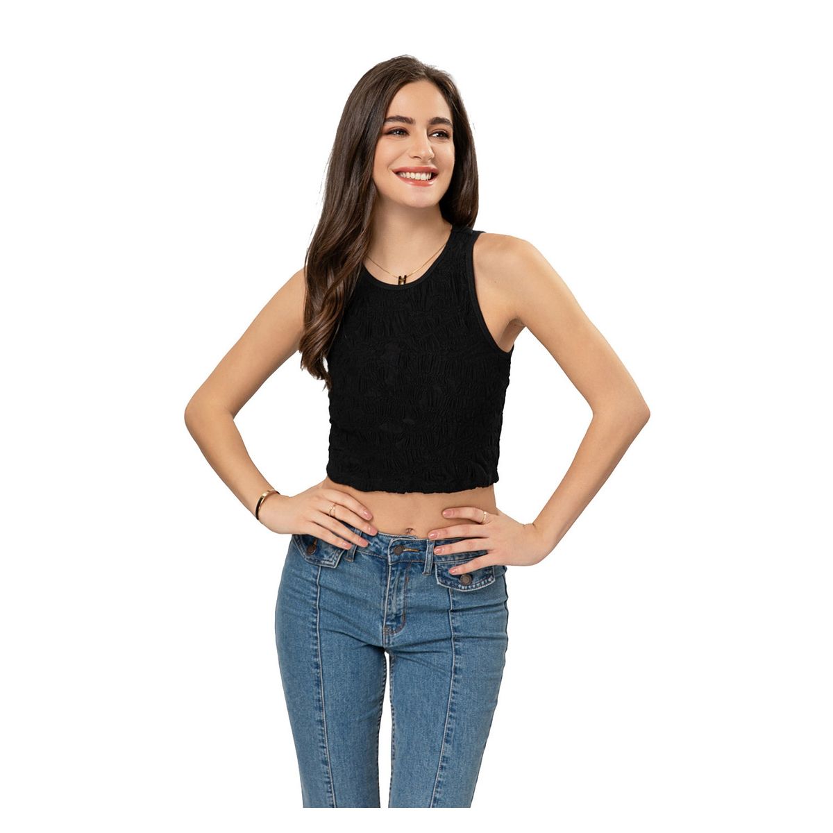 FASHION'S PARK - Polera Mujer Textura Negro Fashion's Park
