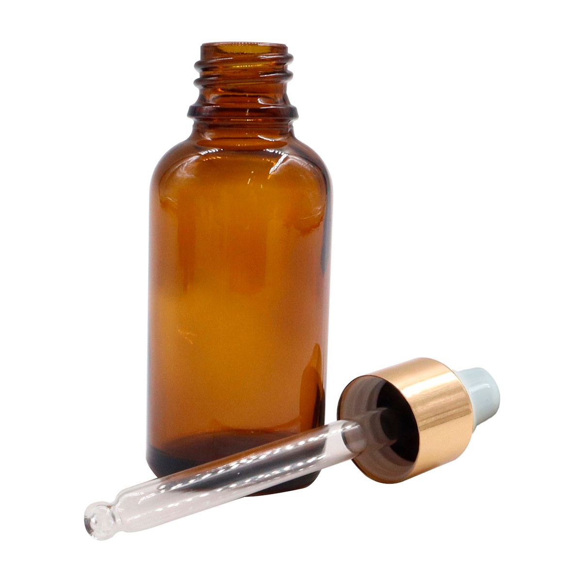 COSMETICAVAL - Kit 30 frascos gotero de vidrio 30ml ámbar transparente tapa blanca