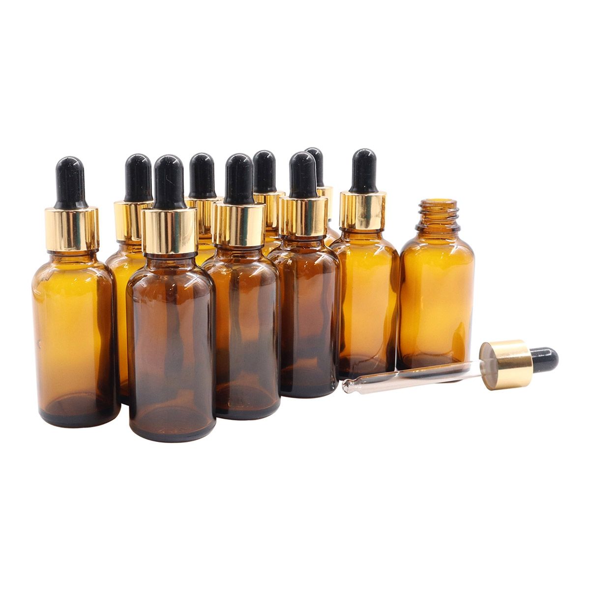 COSMETICAVAL - Kit 110 frascos gotero de vidrio 30ml ámbar transparente tapa negra