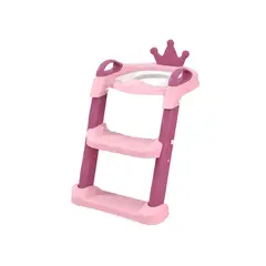 MUNDO ONLINE - Escalera Asiento Adaptador De Baño Pelela Niños Rosada