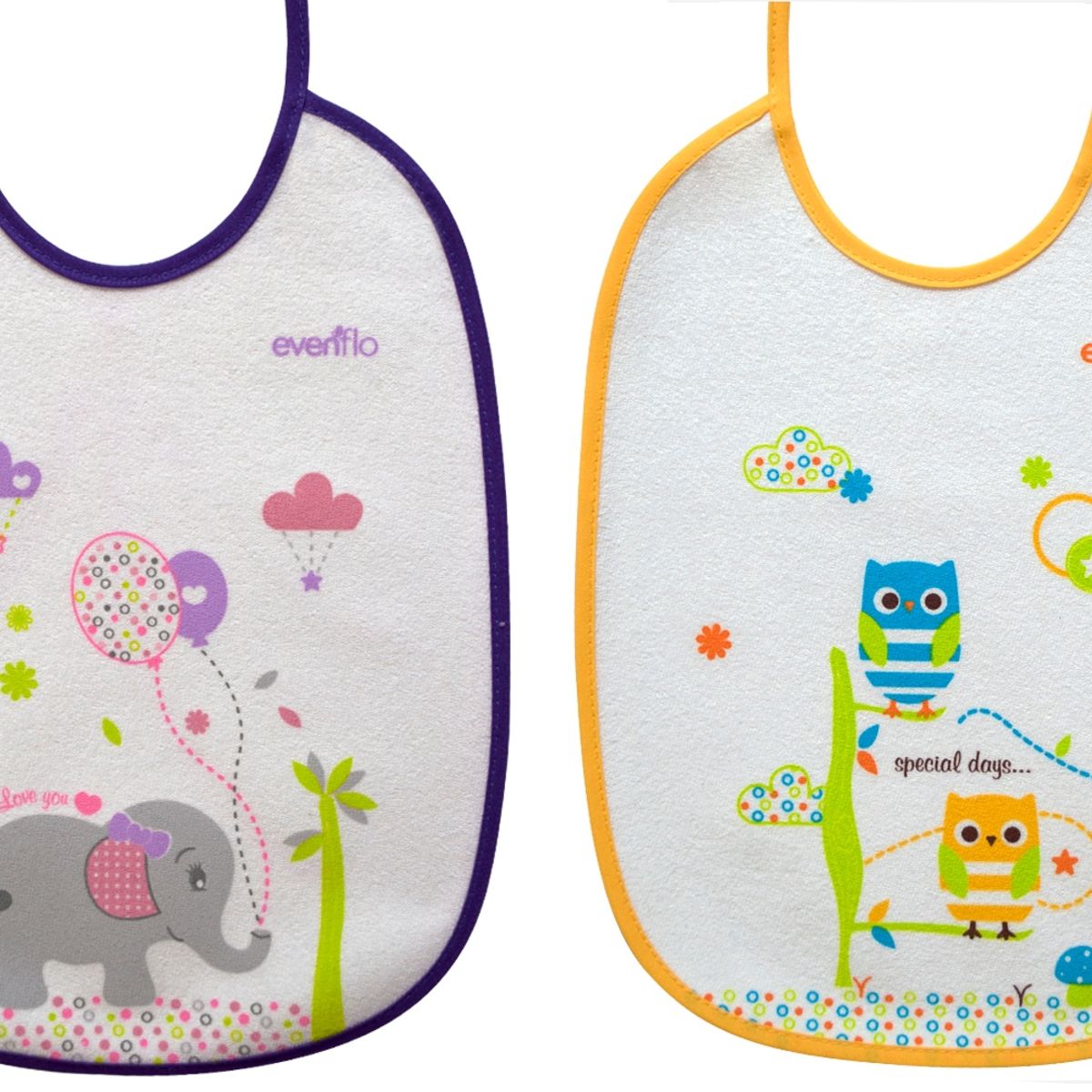 EVENFLO - PACK 2 BABEROS ANIMALES EVENFLO +3 MESES NIÑA