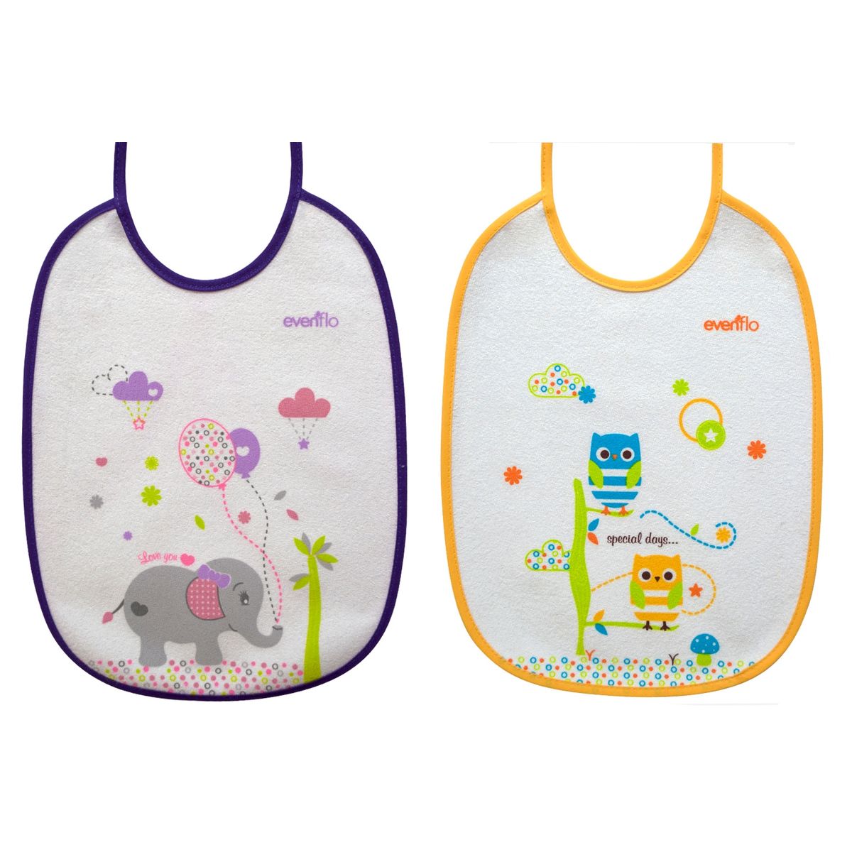 EVENFLO - PACK 2 BABEROS ANIMALES EVENFLO +3 MESES NIÑA