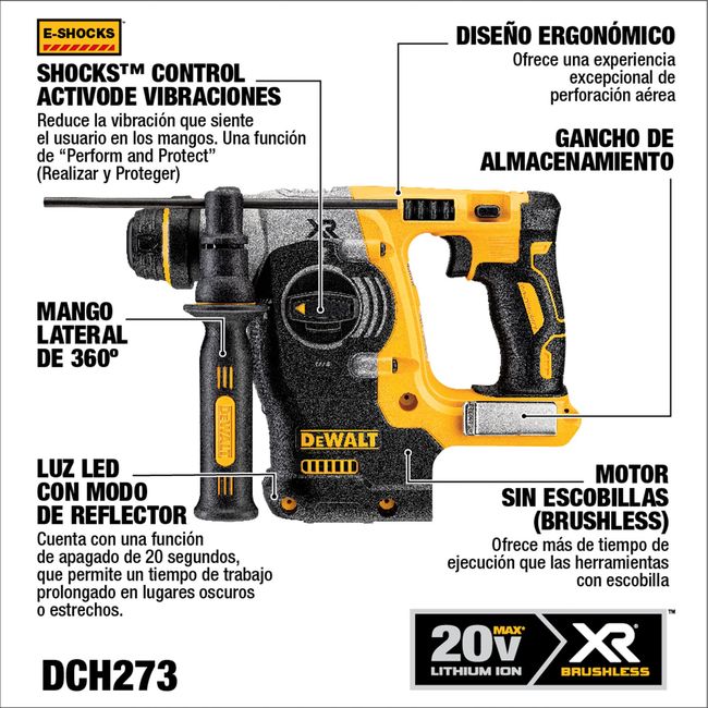 DEWALT - Rotomartillo SDS + 20V Sin Batería DEWALT DCH273B