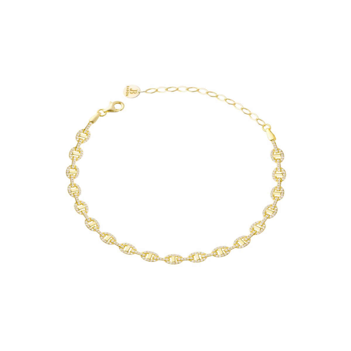 JB JOYAS BARON - Pulsera Plata Esterlina 925 Eslabones Circonita Revestido