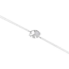 JB JOYAS BARON - Pulsera de Plata Esterlina 925 Elefante Redondo Circonita