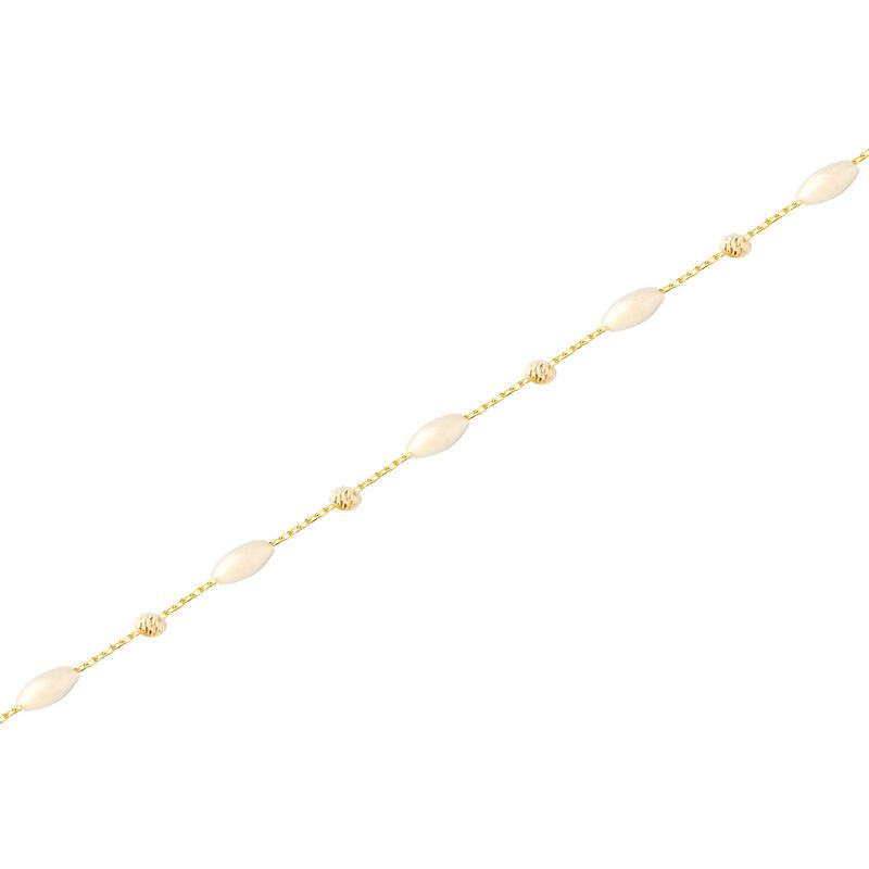 JB JOYAS BARON - Pulsera Plata Esterlina 925 Bolita Facetada Revestido Oro 18kt