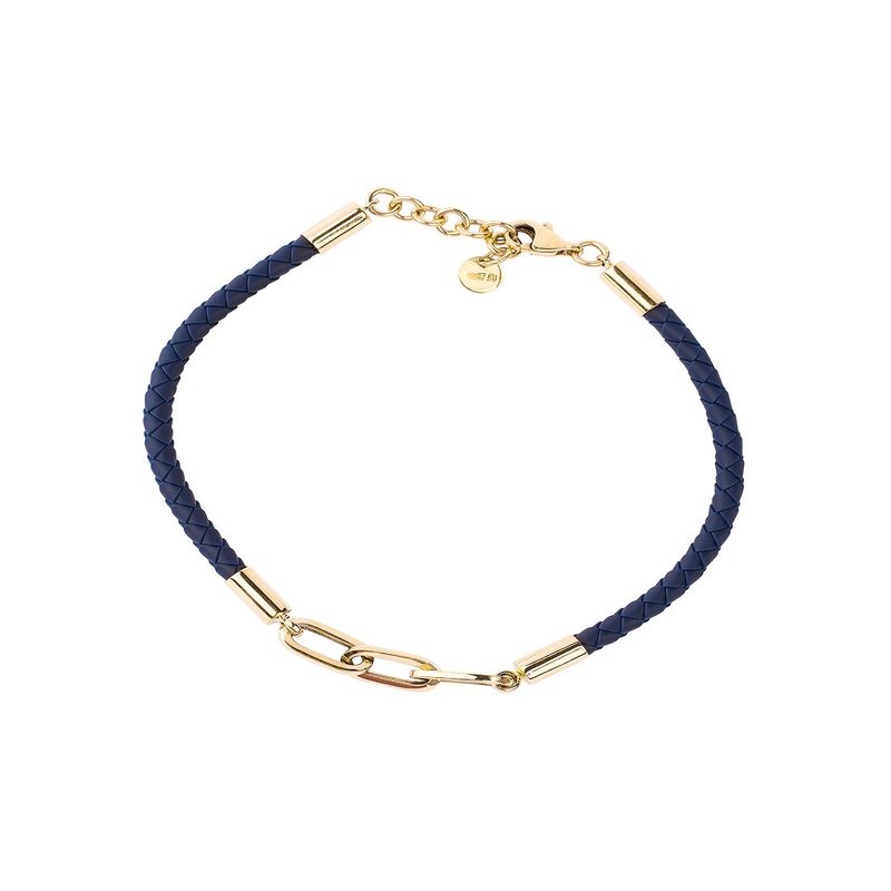 JB JOYAS BARON - Pulsera de Oro Amarillo 18kt Cuero Eslabón