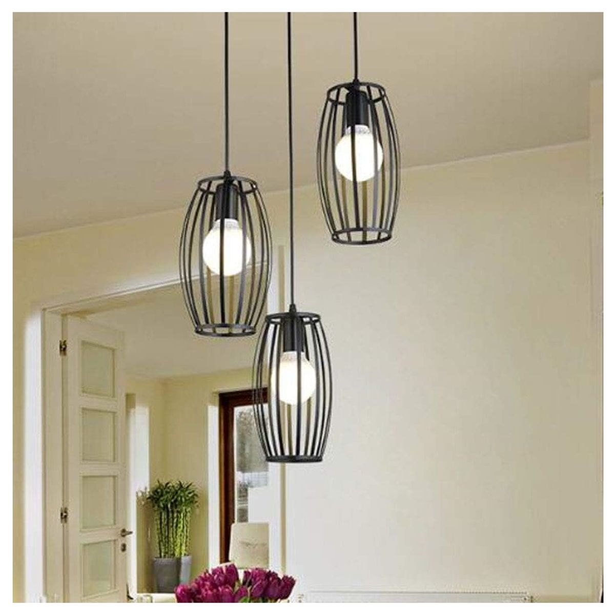 GENERICO - Lámpara Colgante Vintage Ovalada Lámparas Living Comedor E27