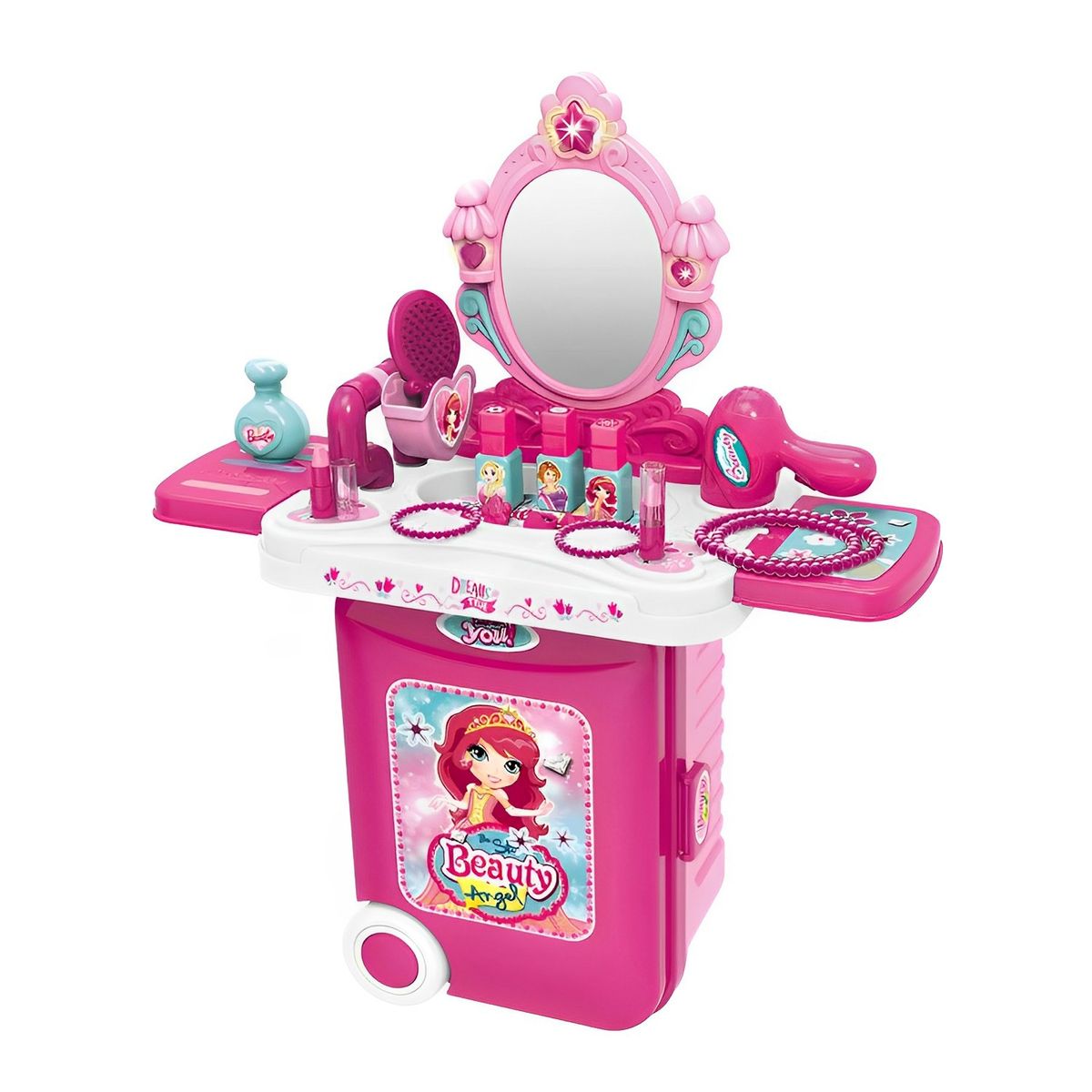 MUNDO ONLINE - Juguete Maleta Peinador/ Tocador Maquillaje 3 En 1 con Luces