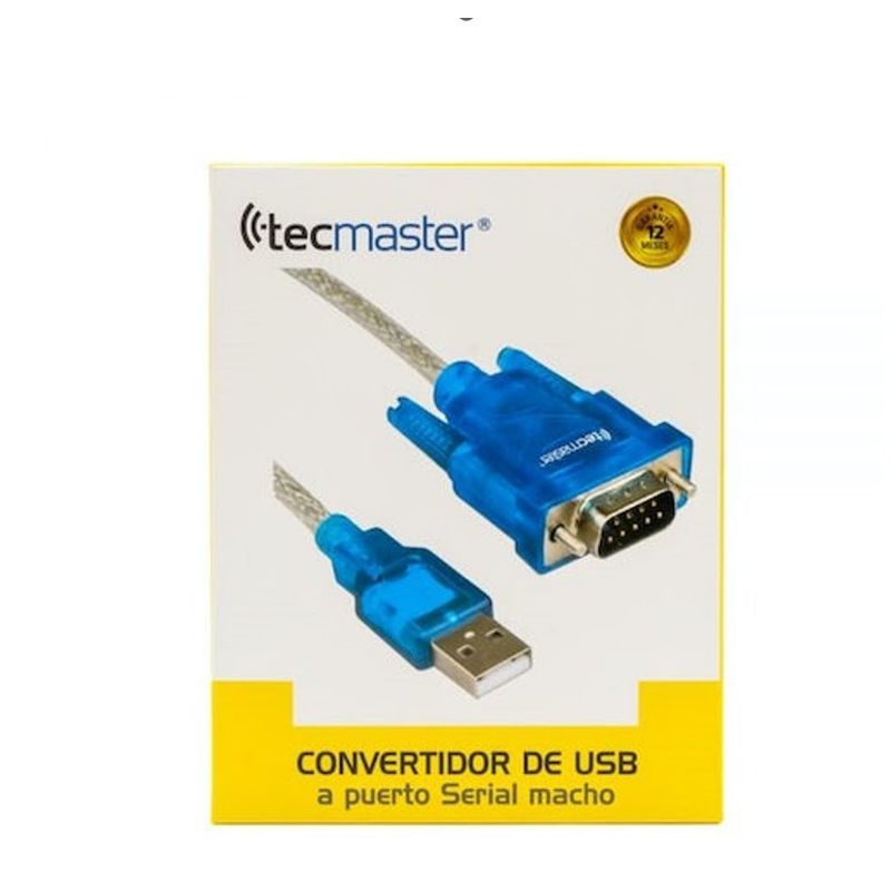 TECMASTER - Convertidor de USB a Puerto Serial RS232 MACHO TM-100518
