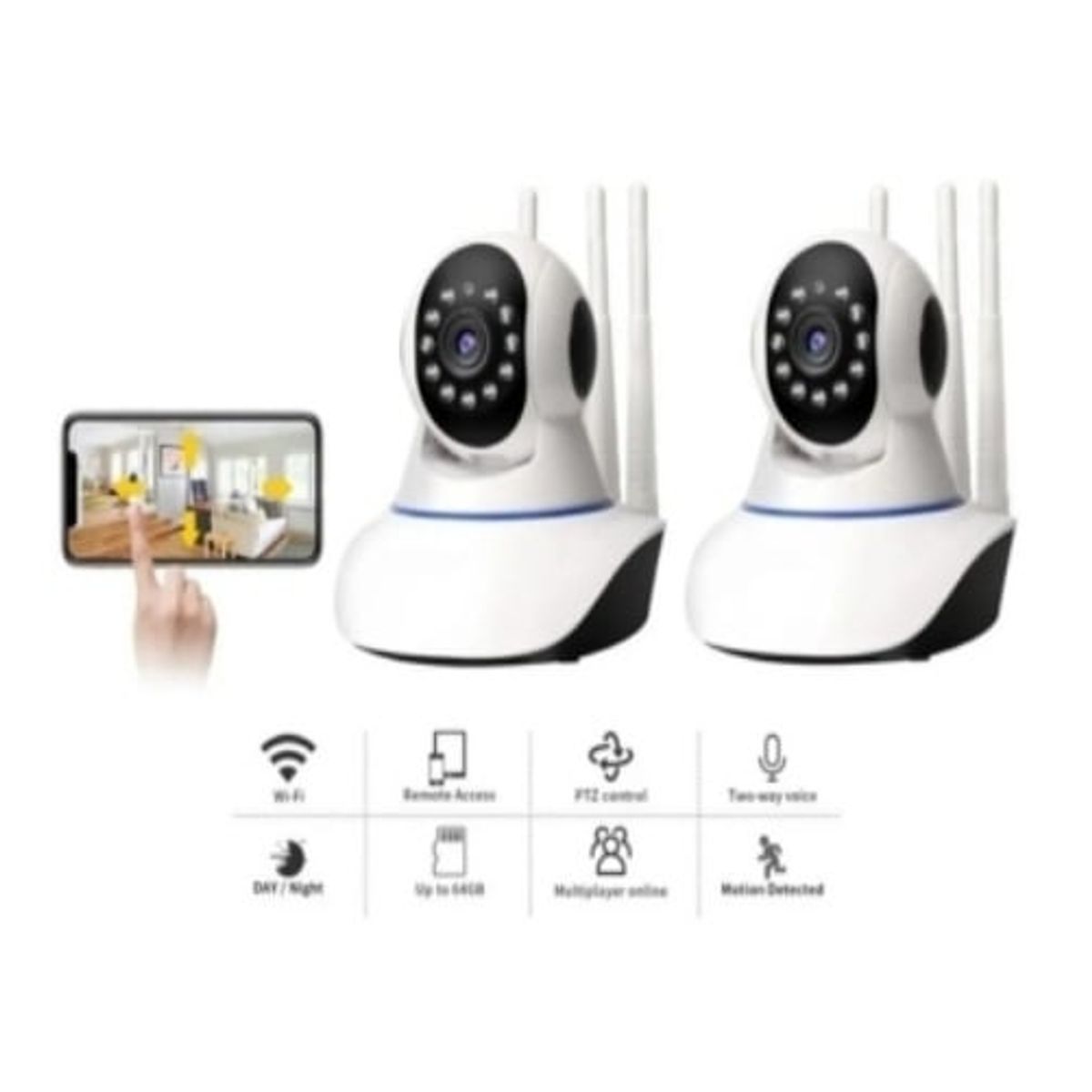 GENERICO - X2 Camara Ip Wifi Hd Motorizada Vision Nocturna 360