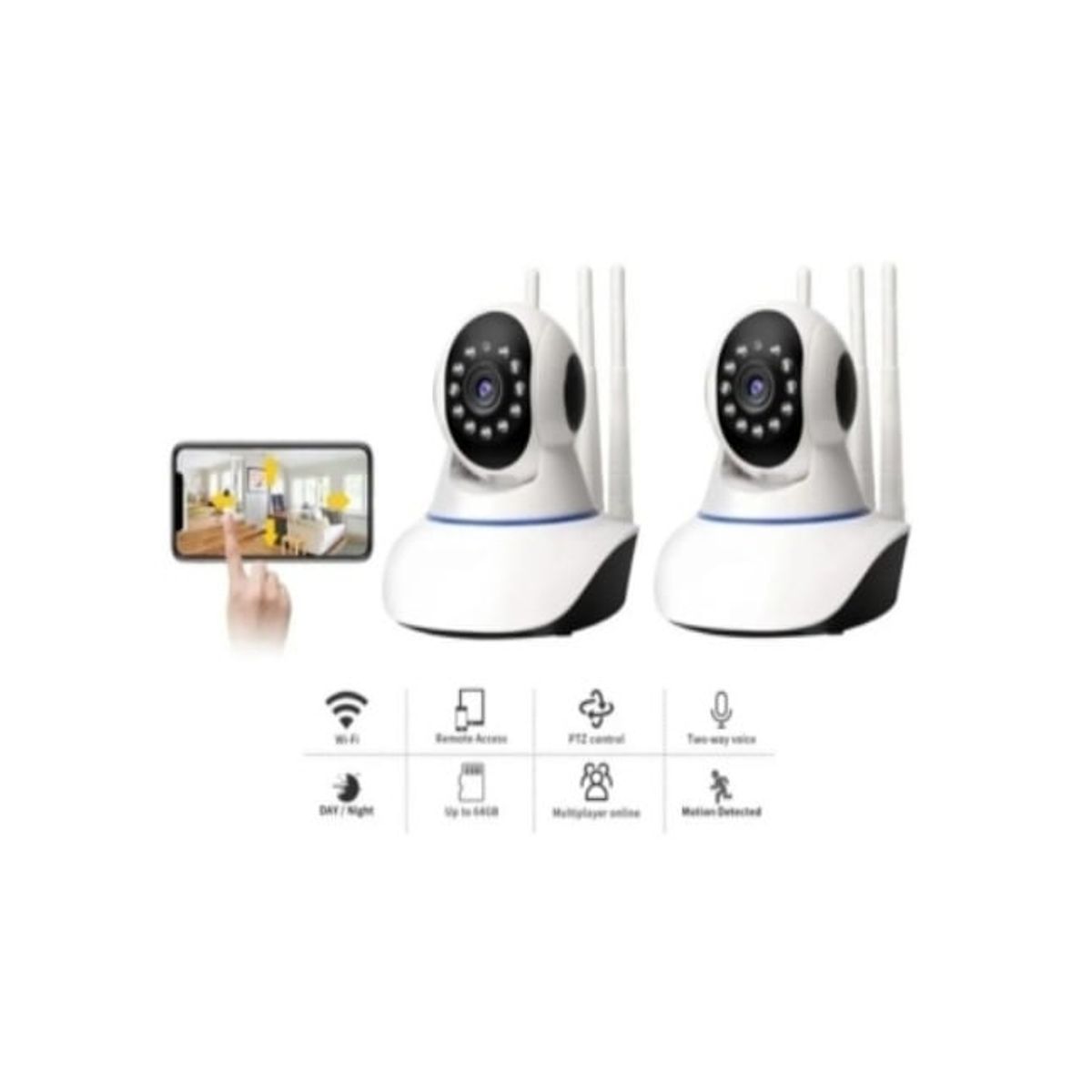 GENERICO - X2 Camara Ip Wifi Hd Motorizada Vision Nocturna 360