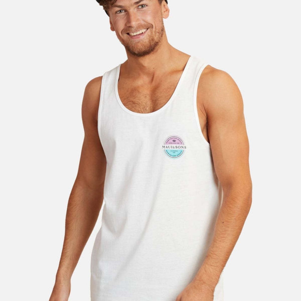 MAUI AND SONS - Polera Sm Premium Surf Quality Tanks Blanco Hombre Maui and sons