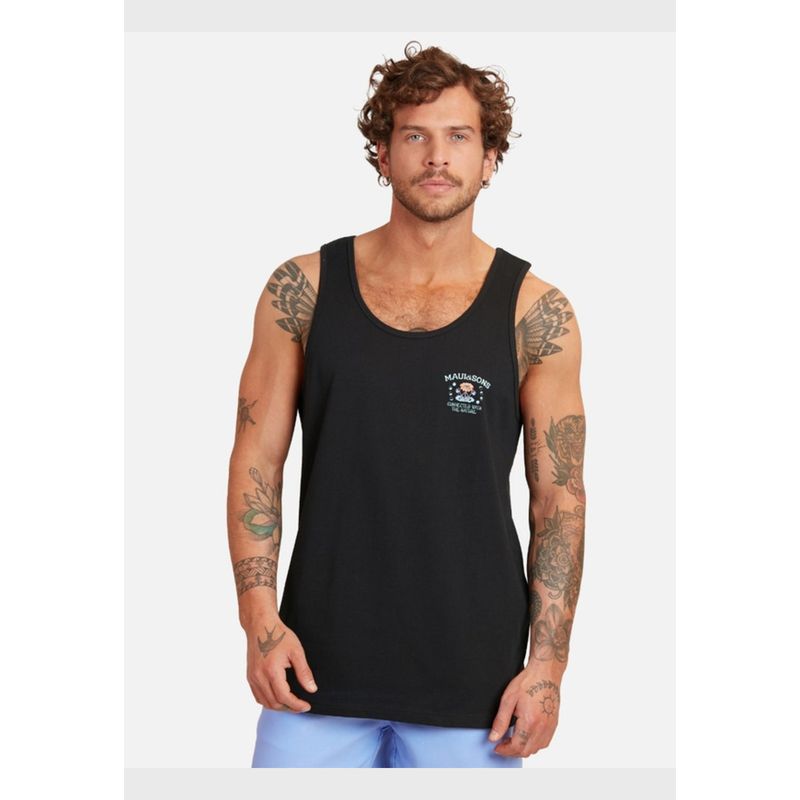 MAUI AND SONS - Polera Sm Connected With The Natura Tanks Negro Hombre Maui and sons