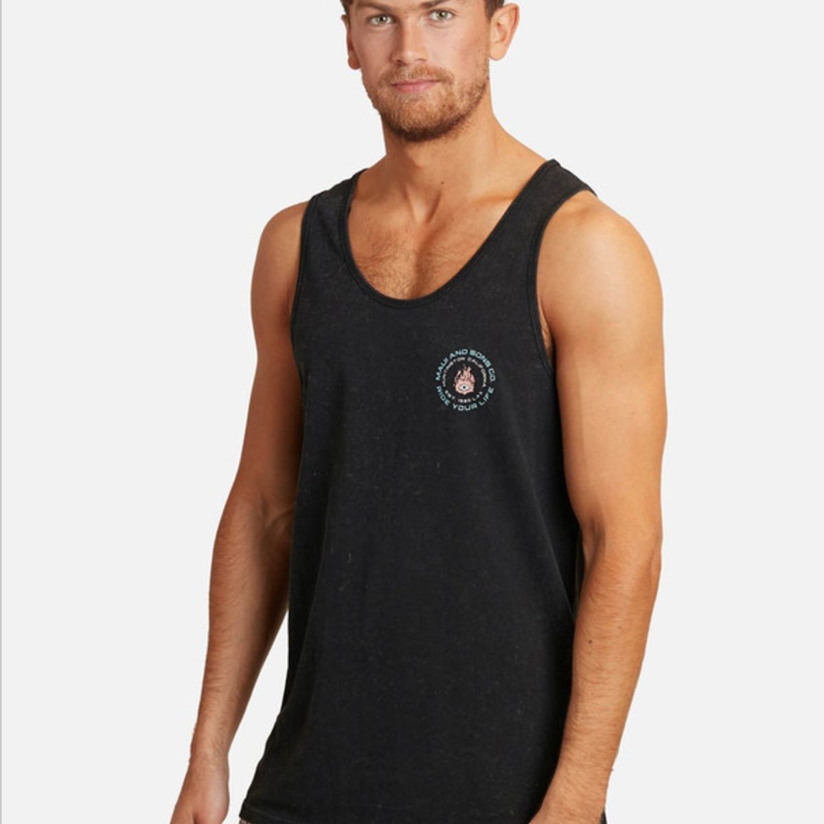 MAUI AND SONS - Polera Sm Maui & Sons Surf Process Tanks Negro Hombre Maui and sons