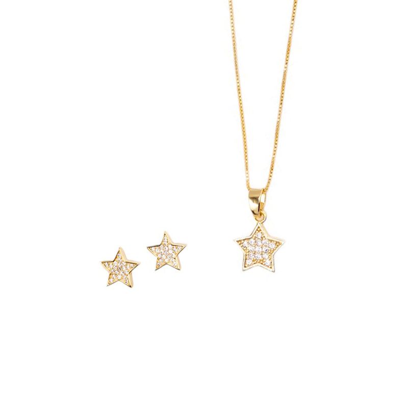 JOYAS MONTERO - Conjunto Estelar Gold Con Micro Circones