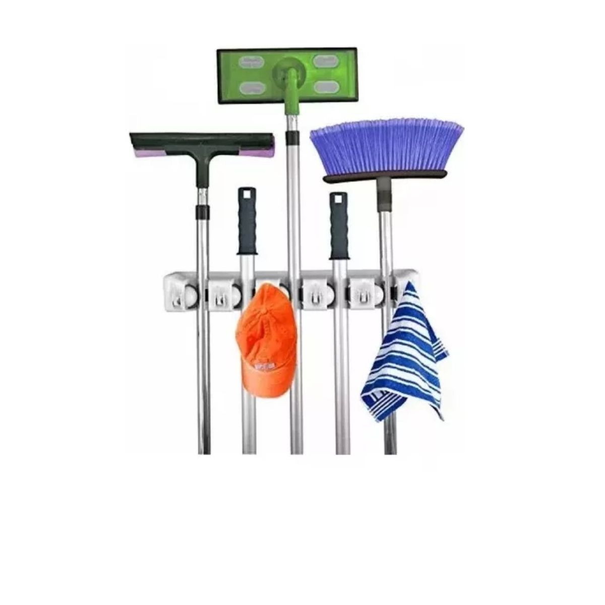 GENERICO - Organizador Para Escobas Y Útiles De Aseo Con Ganchos