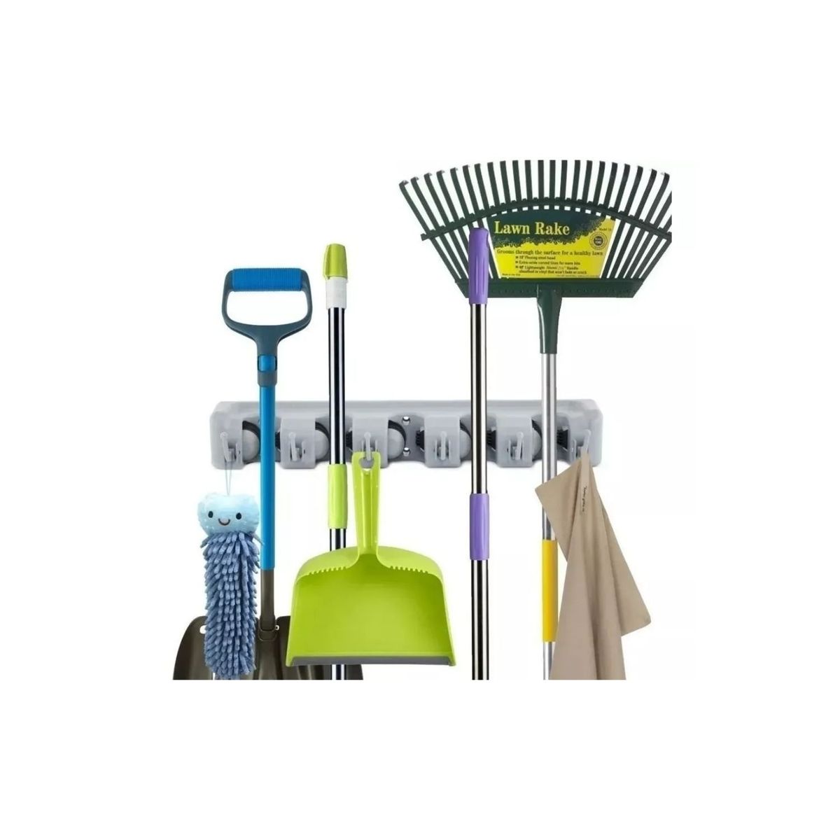 GENERICO - Organizador Para Escobas Y Útiles De Aseo Con Ganchos