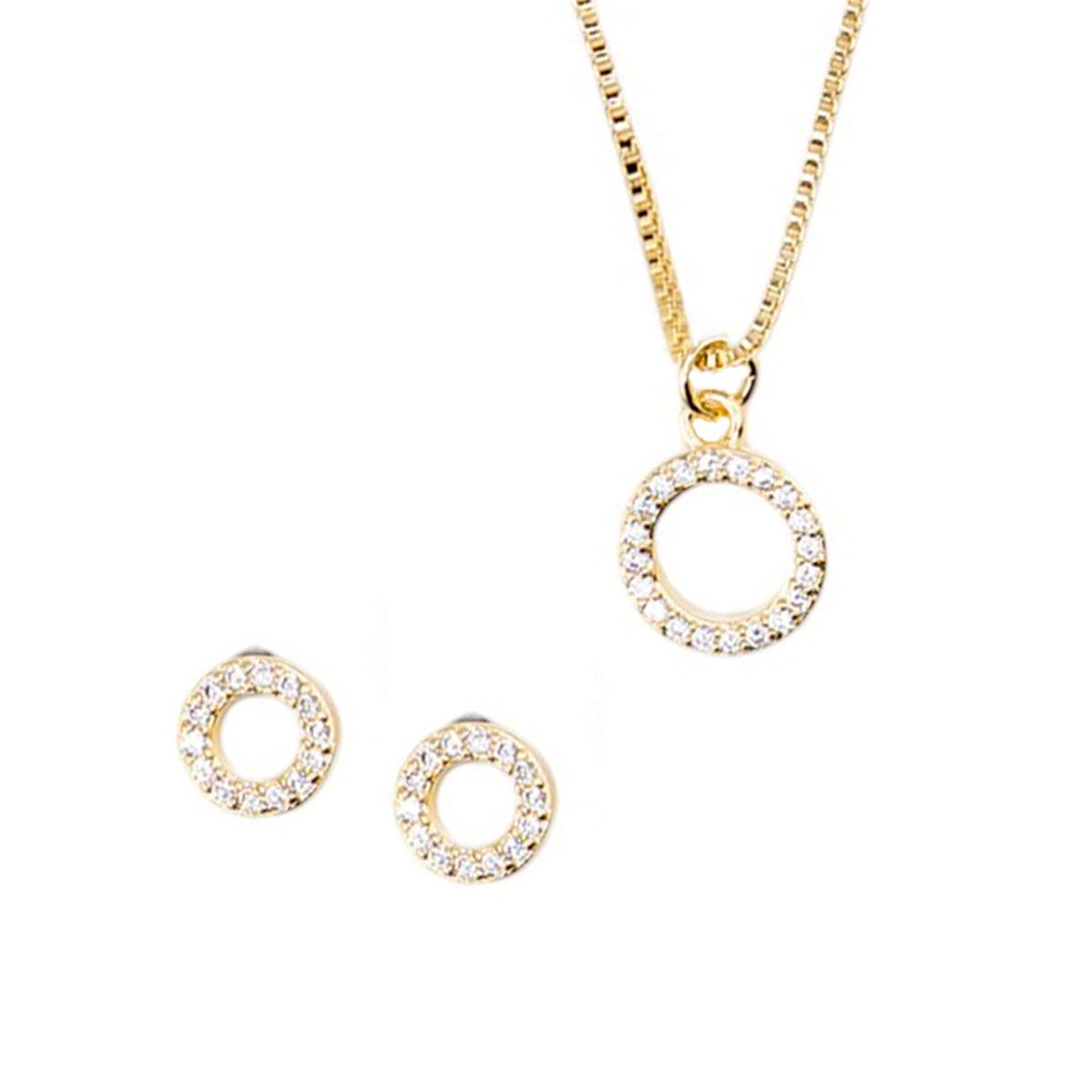 JOYAS MONTERO - Conjunto Corona Gold Baño Oro 24K Micro Circones