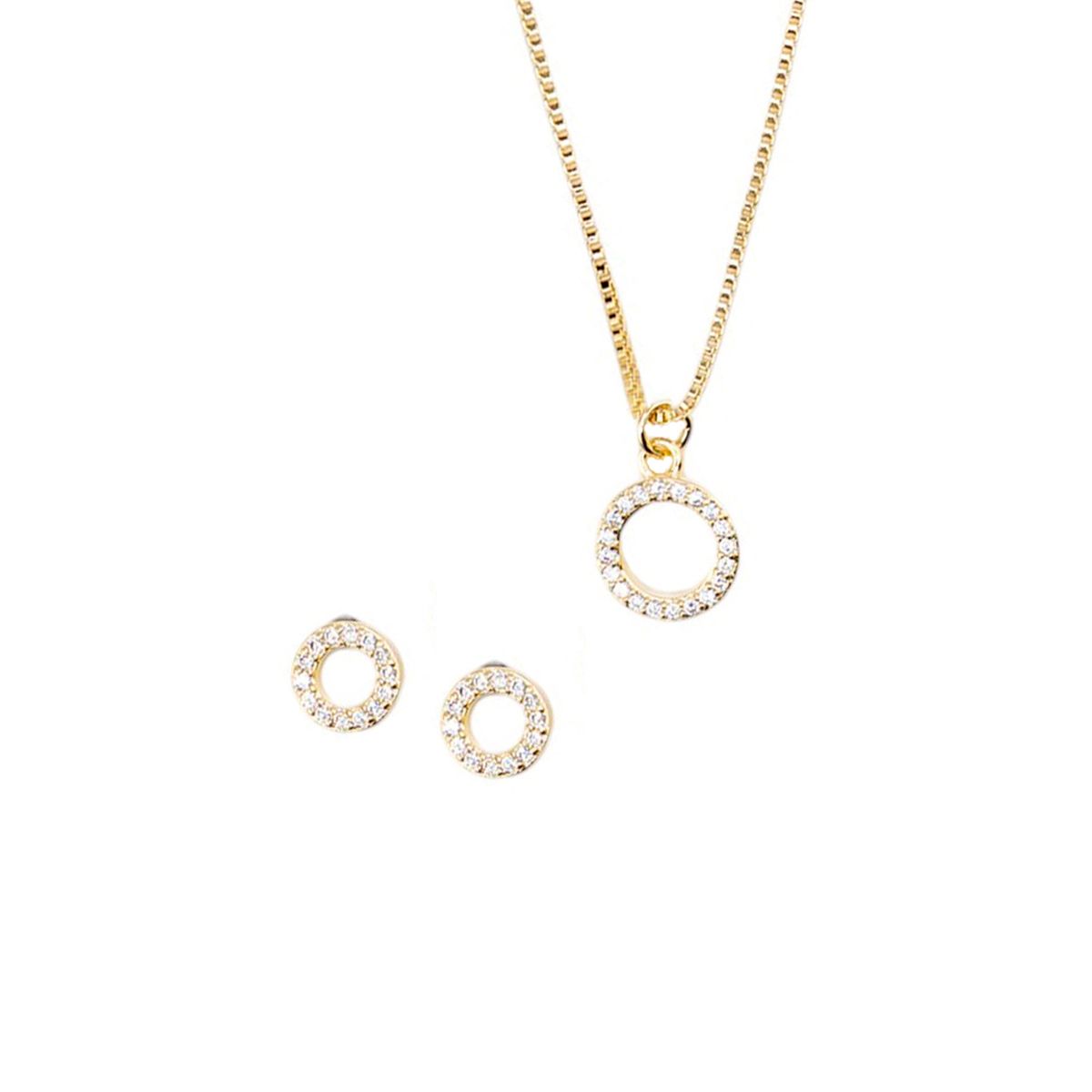 JOYAS MONTERO - Conjunto Corona Gold Baño Oro 24K Micro Circones