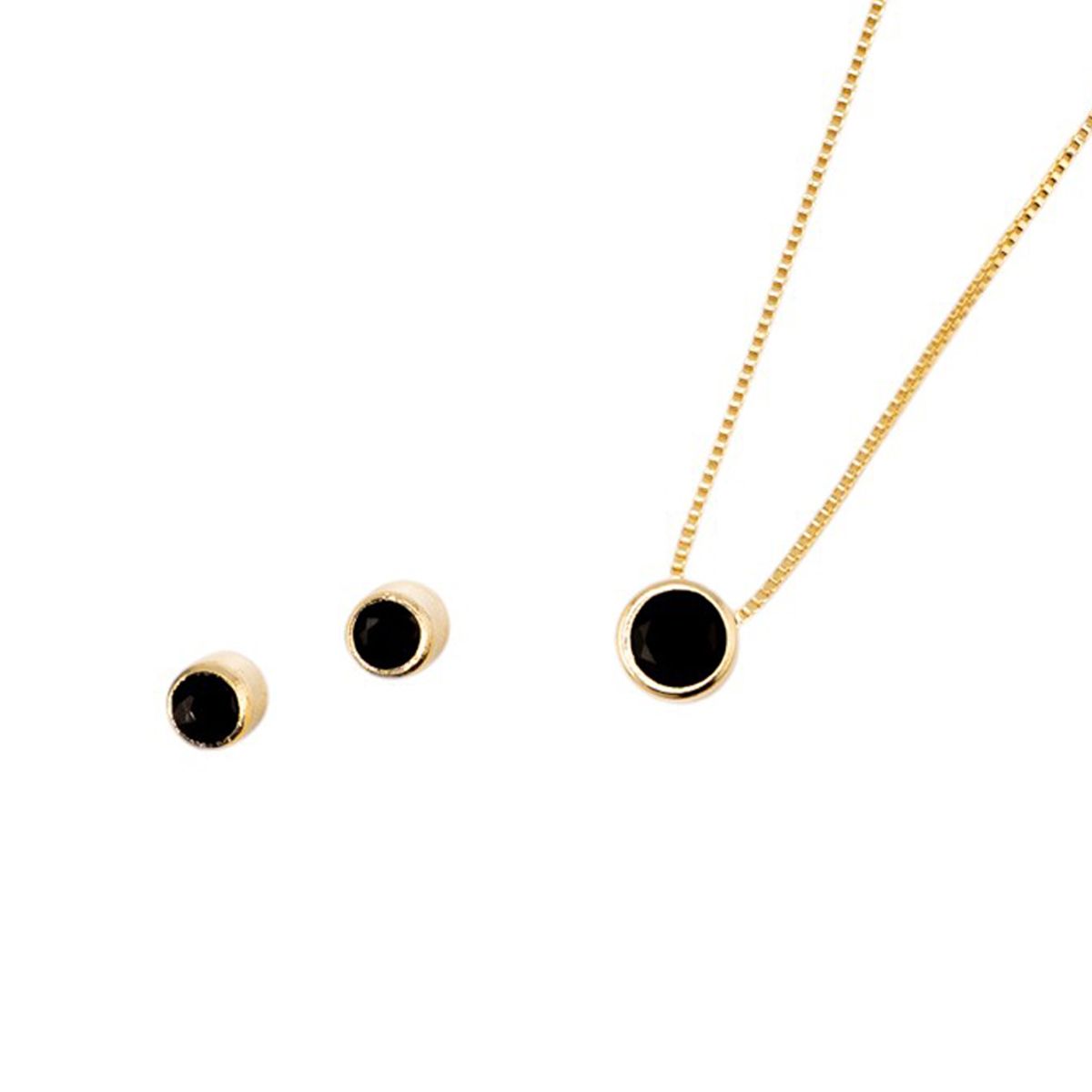 JOYAS MONTERO - Conjunto Luciana Black Gold 24K Con Circon Negro