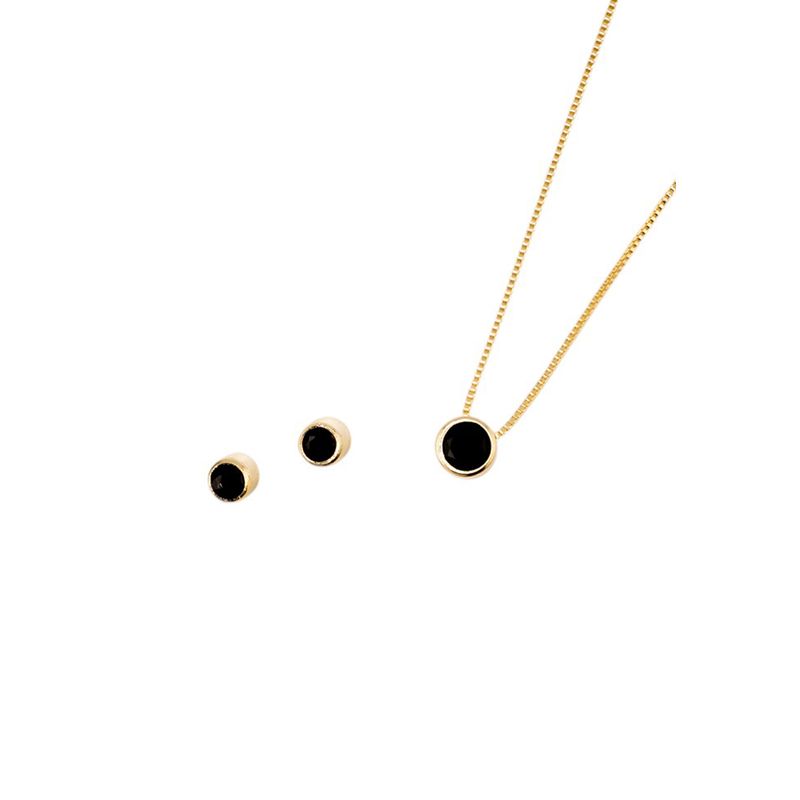 JOYAS MONTERO - Conjunto Luciana Black Gold Con Circon Negro-