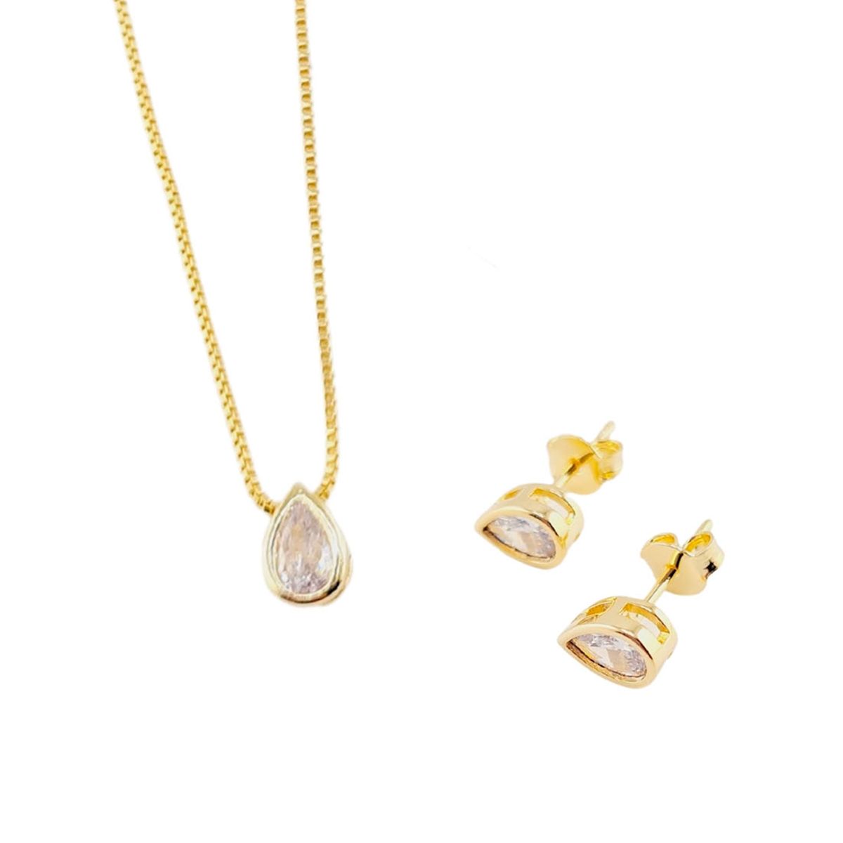 JOYAS MONTERO - Conjunto Rocio Gold Con Circon Blanco