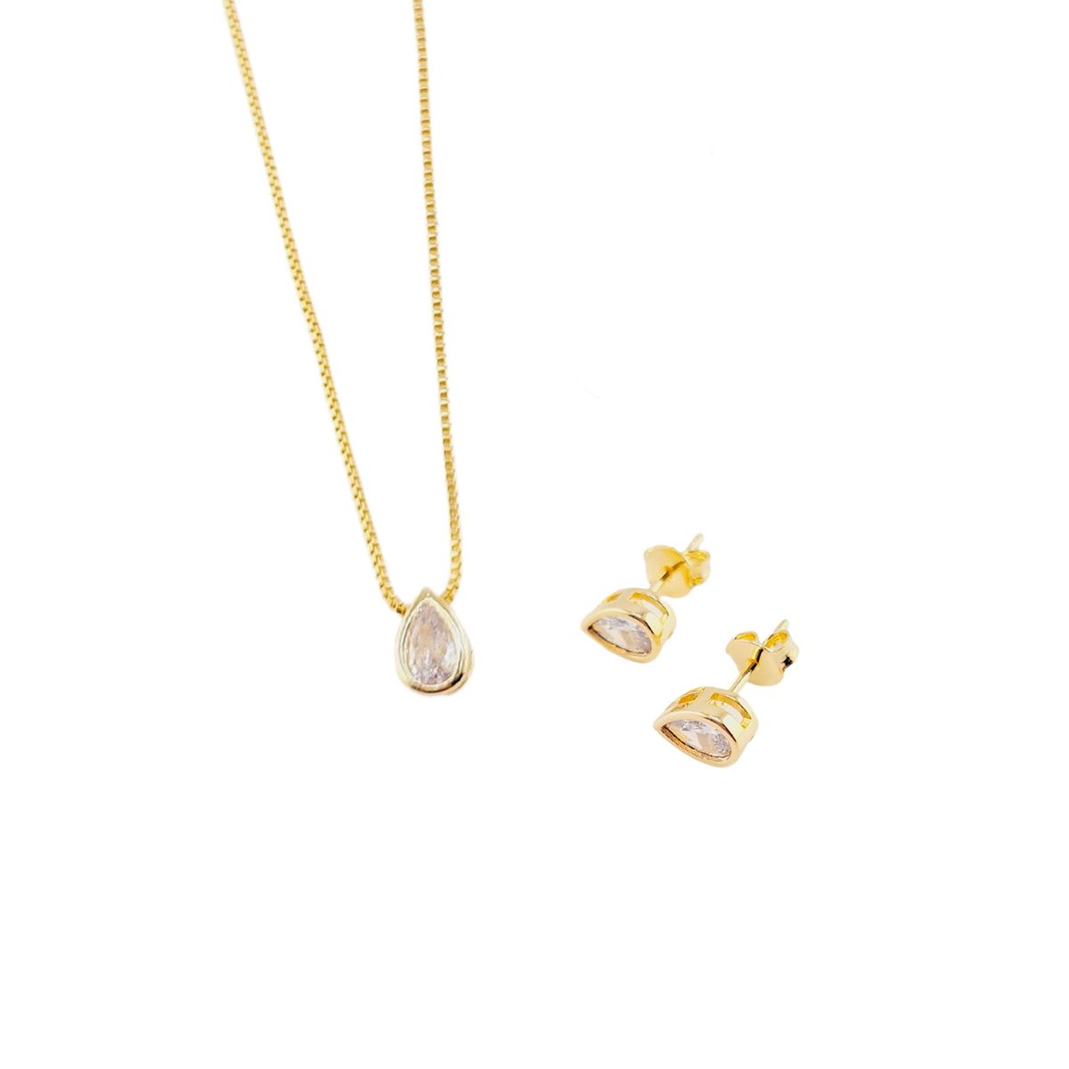 JOYAS MONTERO - Conjunto Rocio Gold Con Circon Blanco