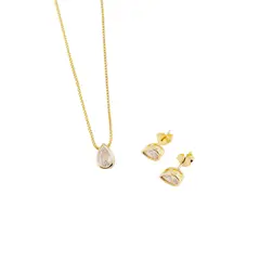 JOYAS MONTERO - Conjunto Rocio Gold Con Circon Blanco