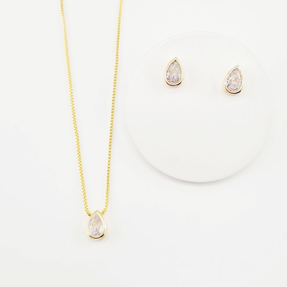 JOYAS MONTERO - Conjunto Rocio Gold Con Circon Blanco