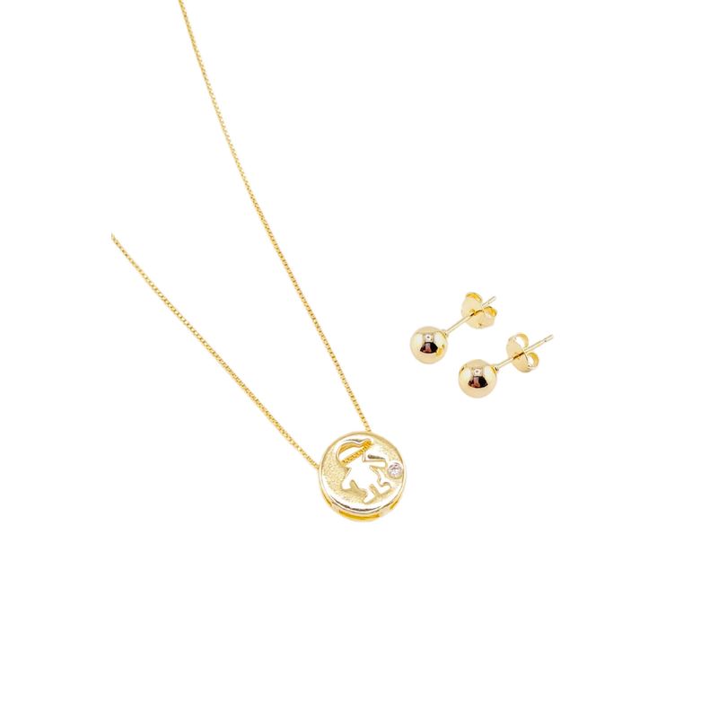JOYAS MONTERO - Conjunto Crianza Niño Gold Con Circon Blanco