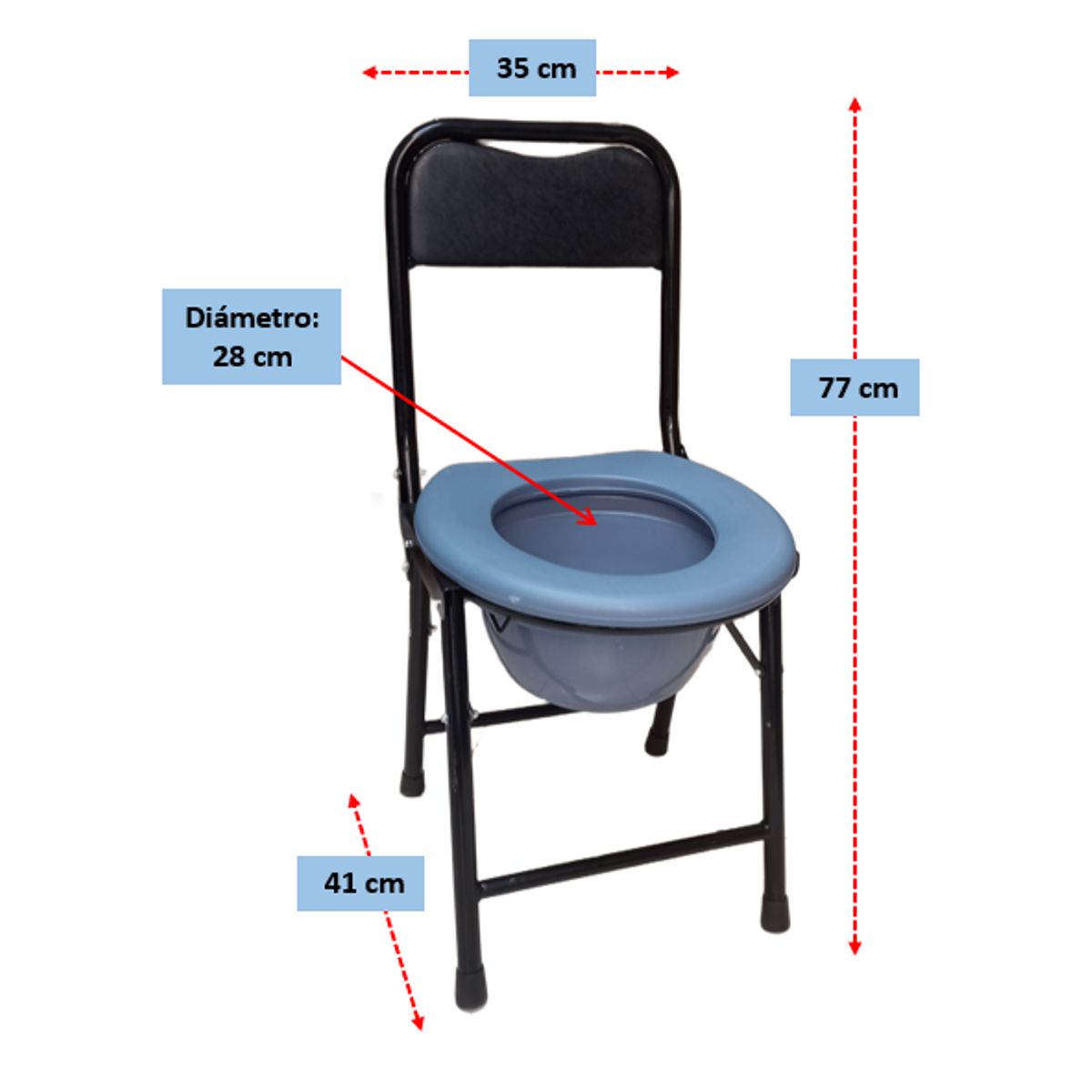 EKIPOMED - Silla Baño Portátil Plegable con Repositorio