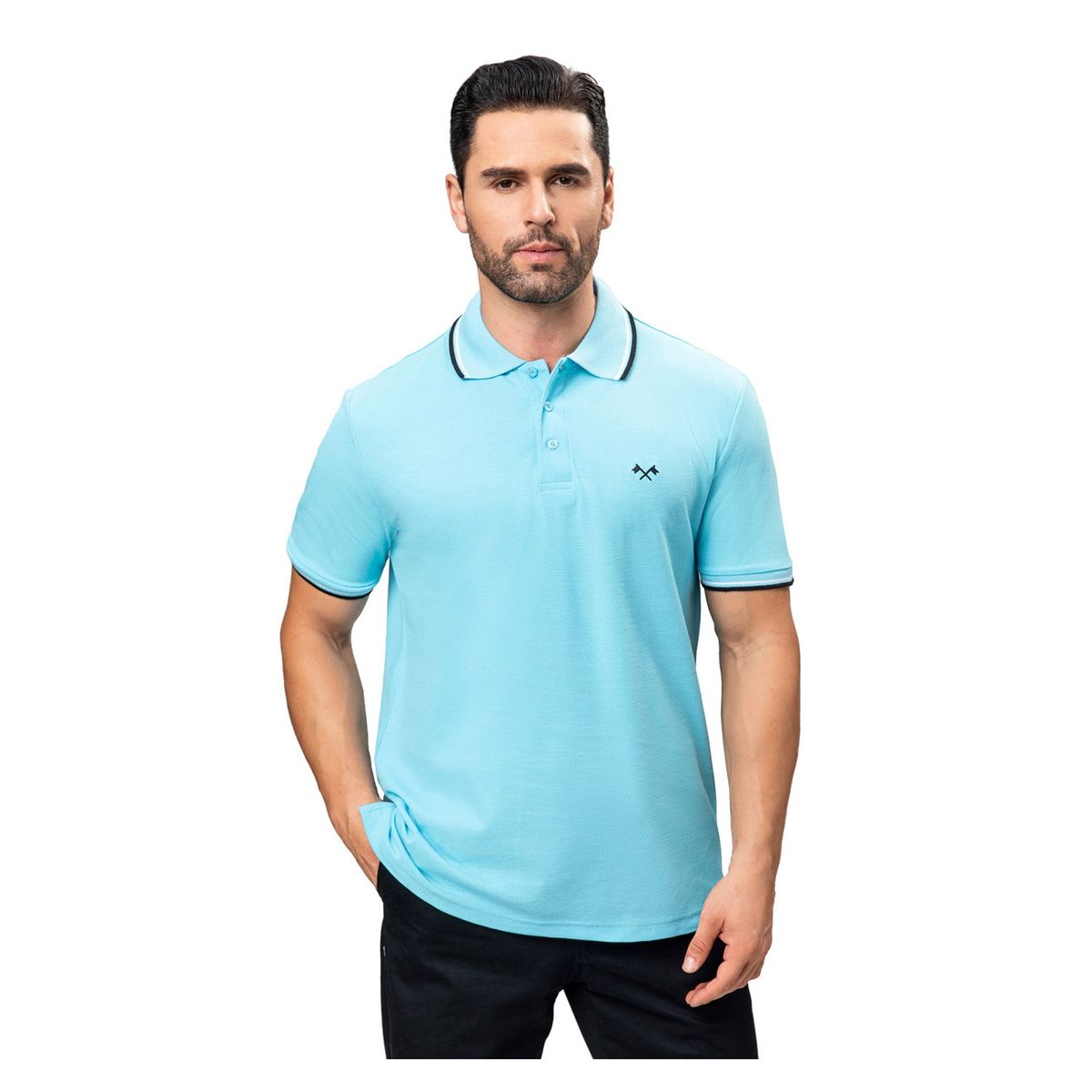 FASHION'S PARK - Polera Hombre Pique Básica Lisa Azul Cielo Fashion's Park