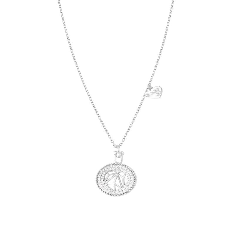 JB JOYAS BARON - Collar de Plata Esterlina 925 Circulo Corazon Circon