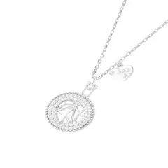 JB JOYAS BARON - Collar de Plata Esterlina 925 Circulo Corazon Circon
