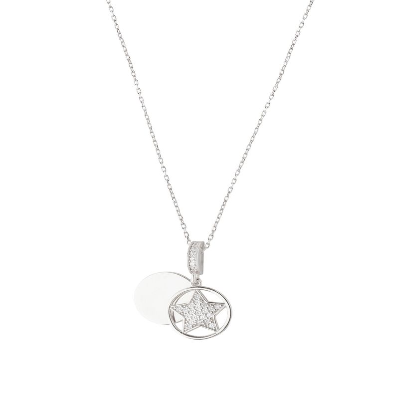 JB JOYAS BARON - Collar de Plata Esterlina 925 Estrella Circulo