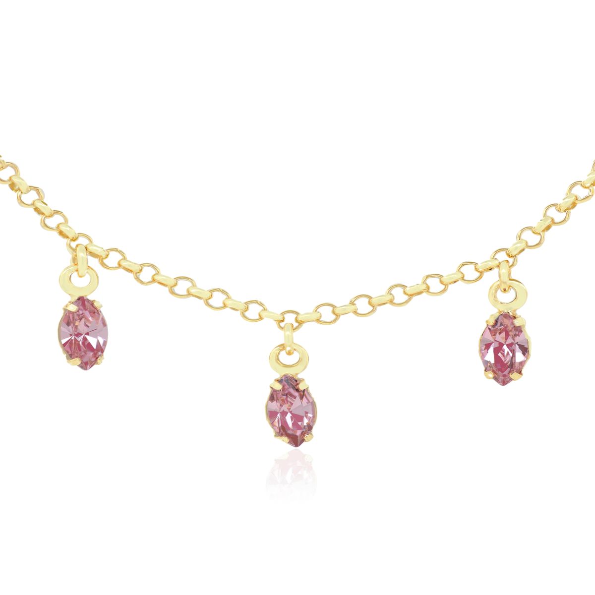 JB JOYAS BARON - Collar de Plata Esterlina 925 Rosa de Francia Revestida en Oro 18kt