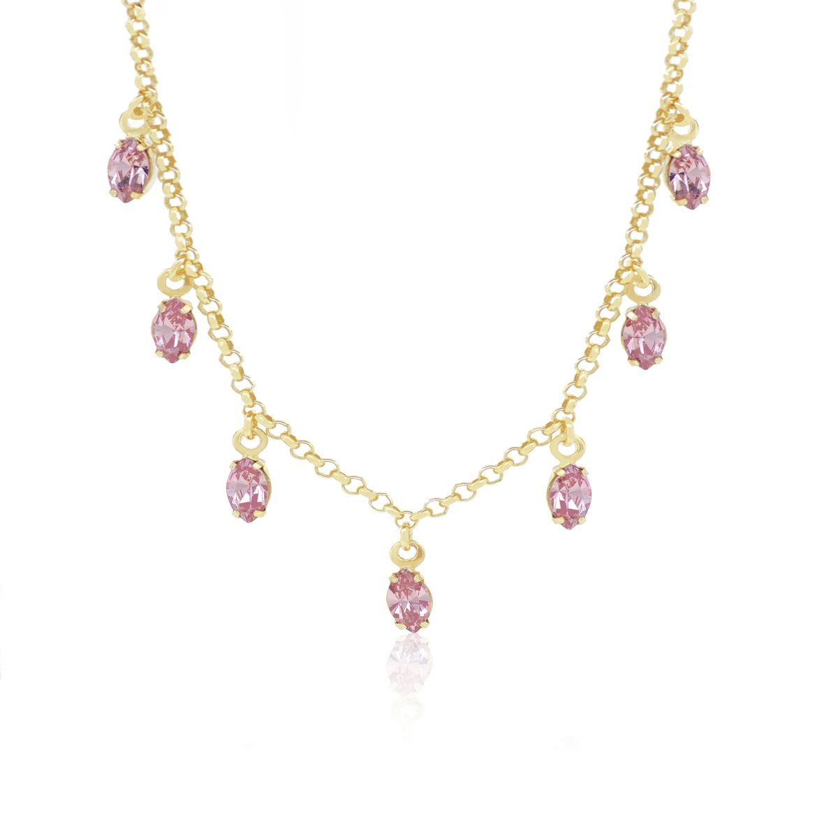 JB JOYAS BARON - Collar de Plata Esterlina 925 Rosa de Francia Revestida en Oro 18kt