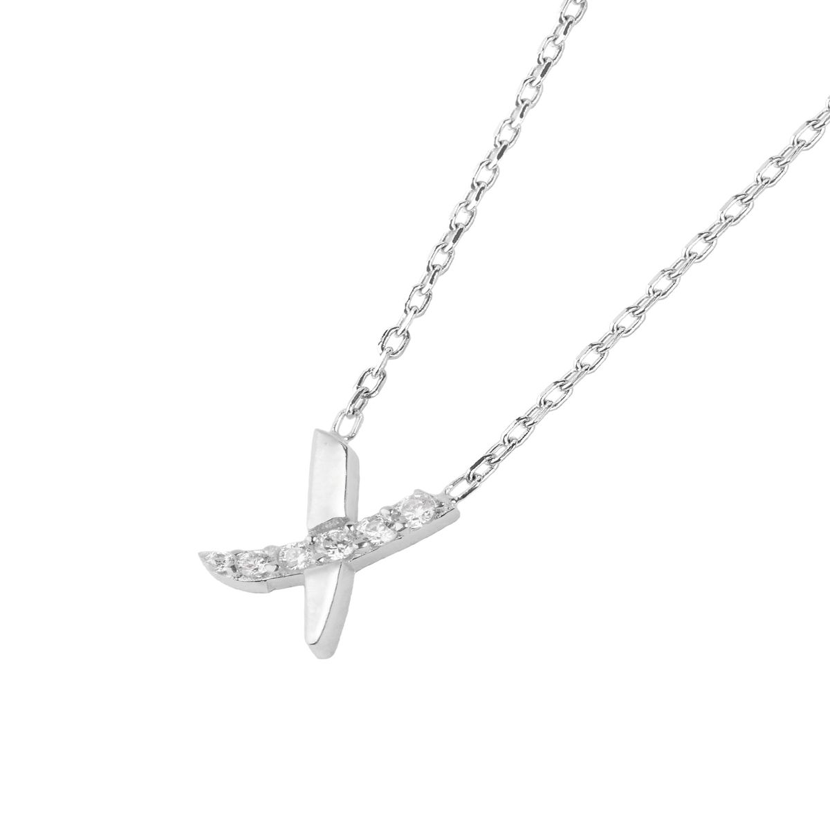 JB JOYAS BARON - Collar de Plata Esterlina 925 Letra X Circon